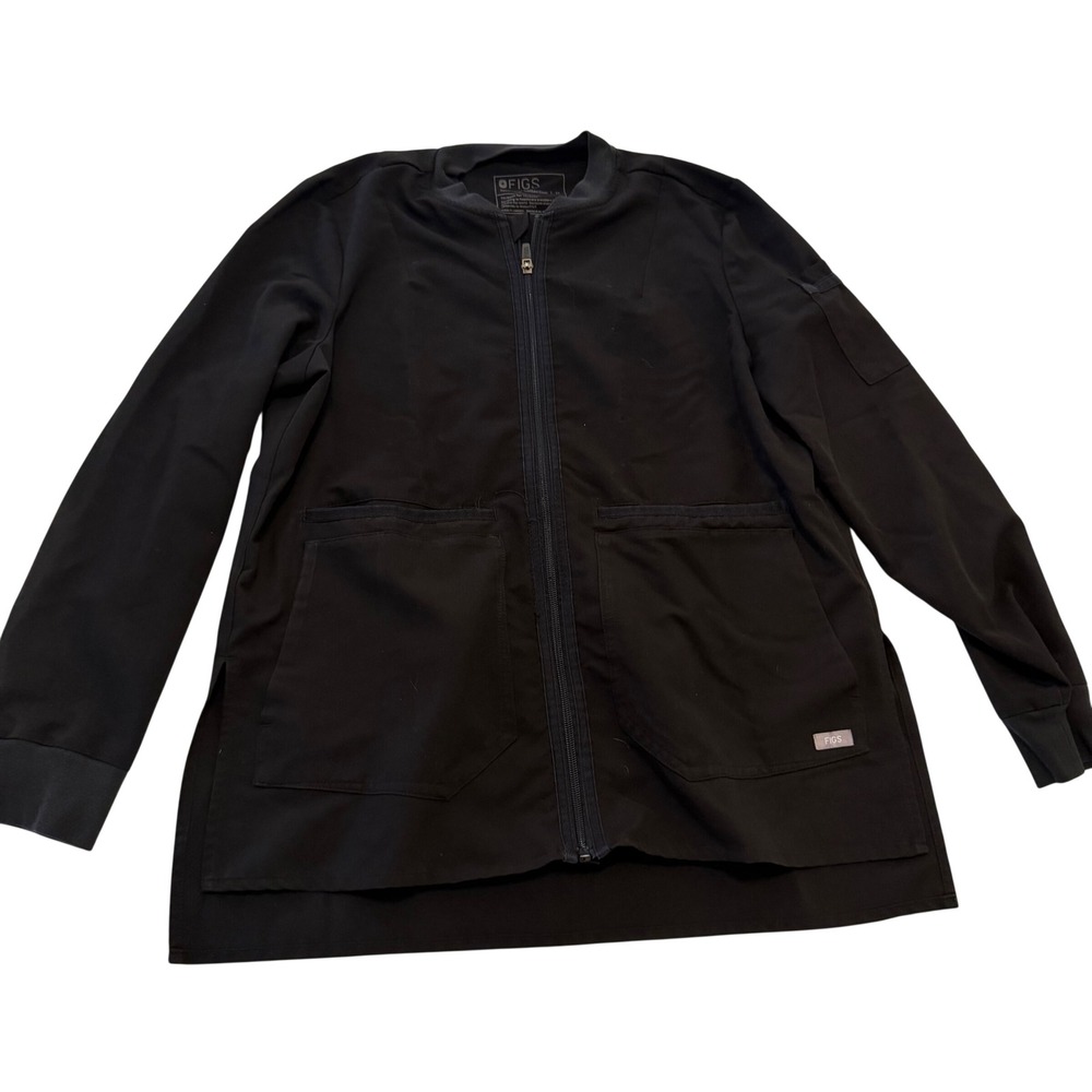 FIGS Bellery Scrub Jacket Black Technical Collection Zip Up Nurse Womens M